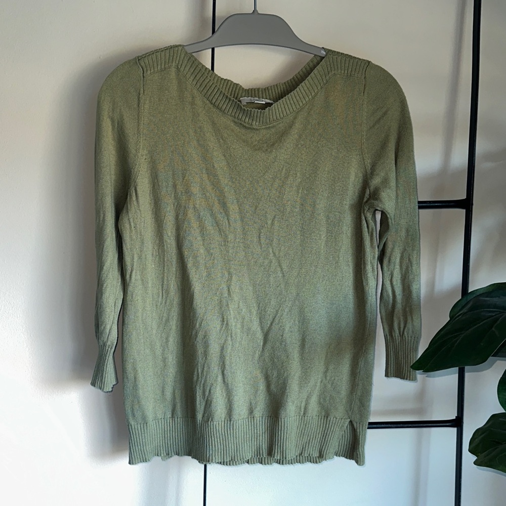 Loft Green Sweater with 3/4 Sleeves